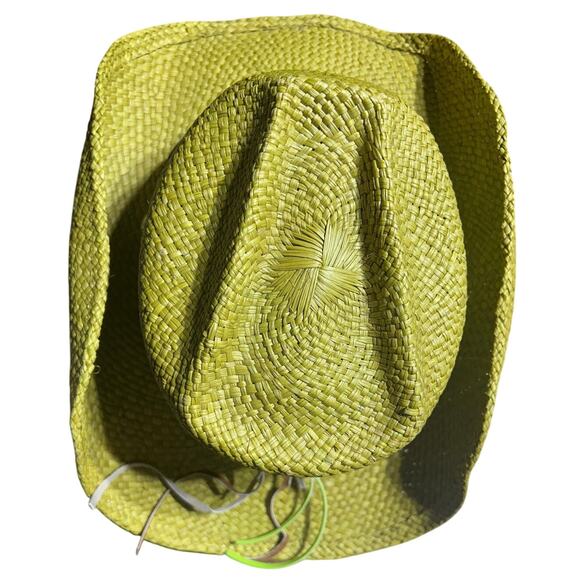 Montecarlo Wild West Lime Green genuine Panama straw hat made in Colombia nwt main image 5